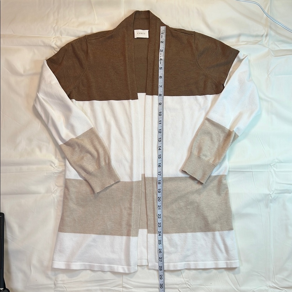 Cyrus colorblock brown/tan/white cardigan